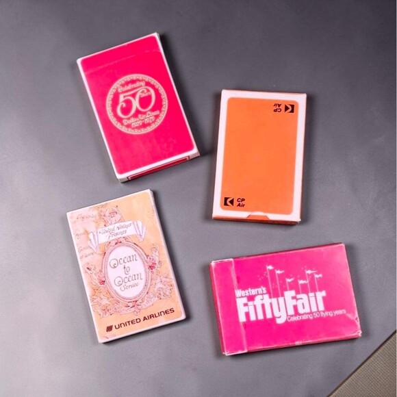 United Airlines Other - Lot 4 Vintage Airline Playing Cards Delta 50th United Western CP Air Retro Game